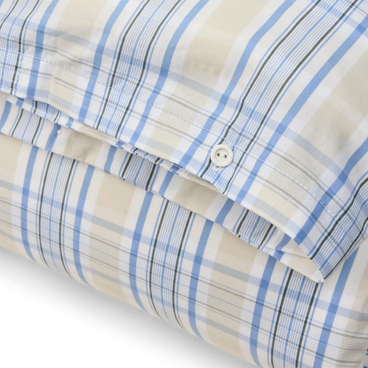Lexington Sengetøj-Beige/Blue Checked Cotton Poplin Bed Set, beige/white/blue