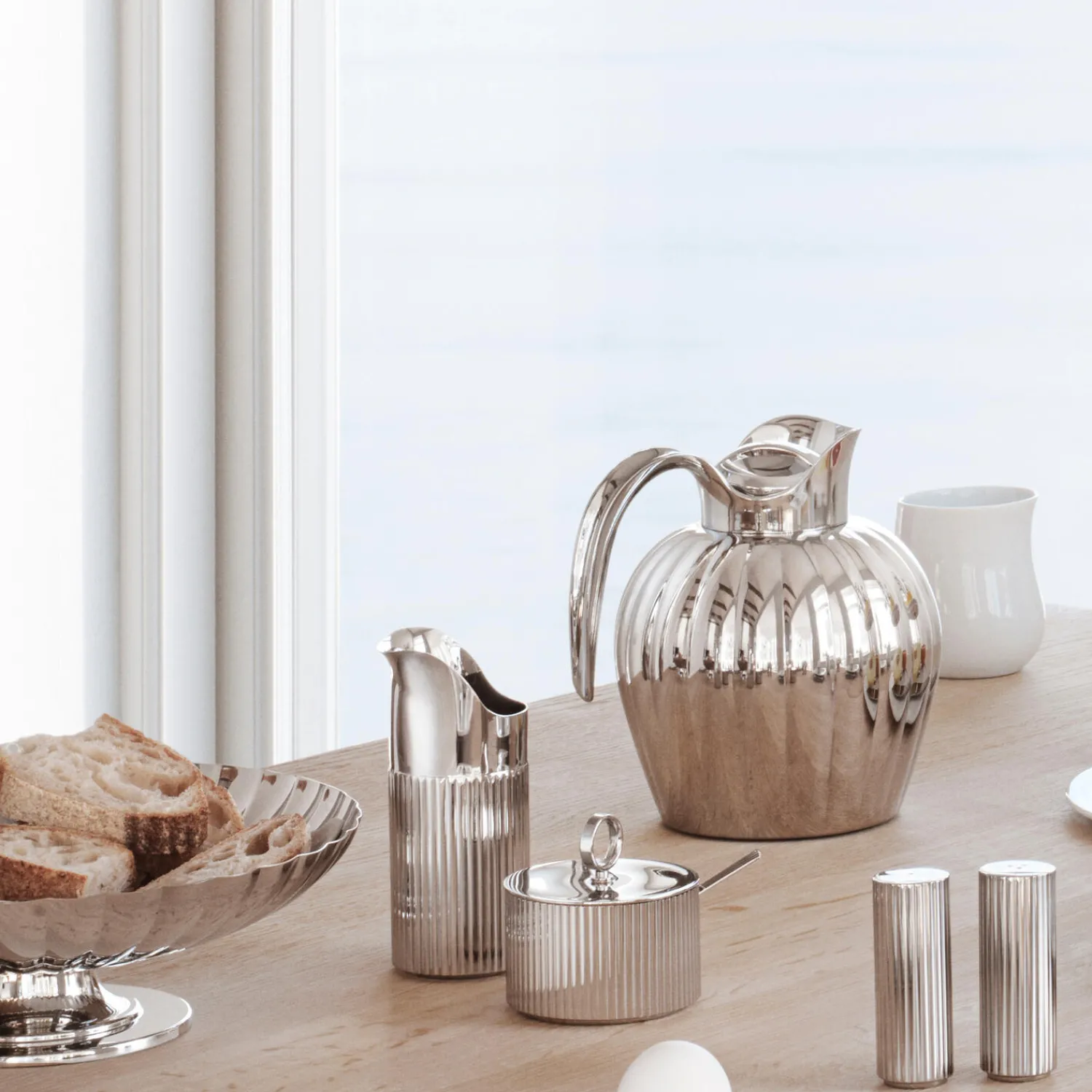 Georg Jensen Kaffe- & Teudstyr-Bernadotte sukkerskål med ske
