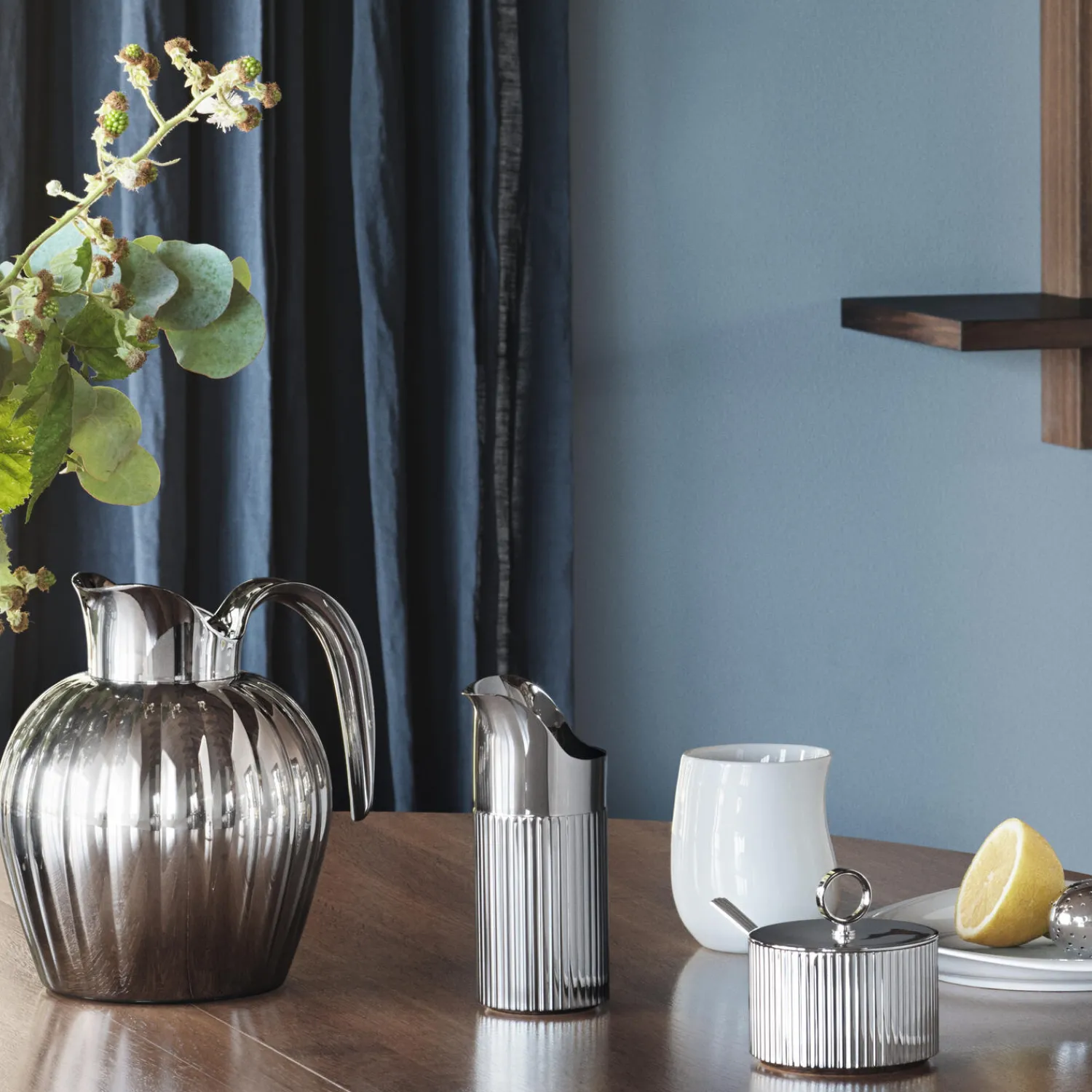 Georg Jensen Kaffe- & Teudstyr-Bernadotte sukkerskål med ske