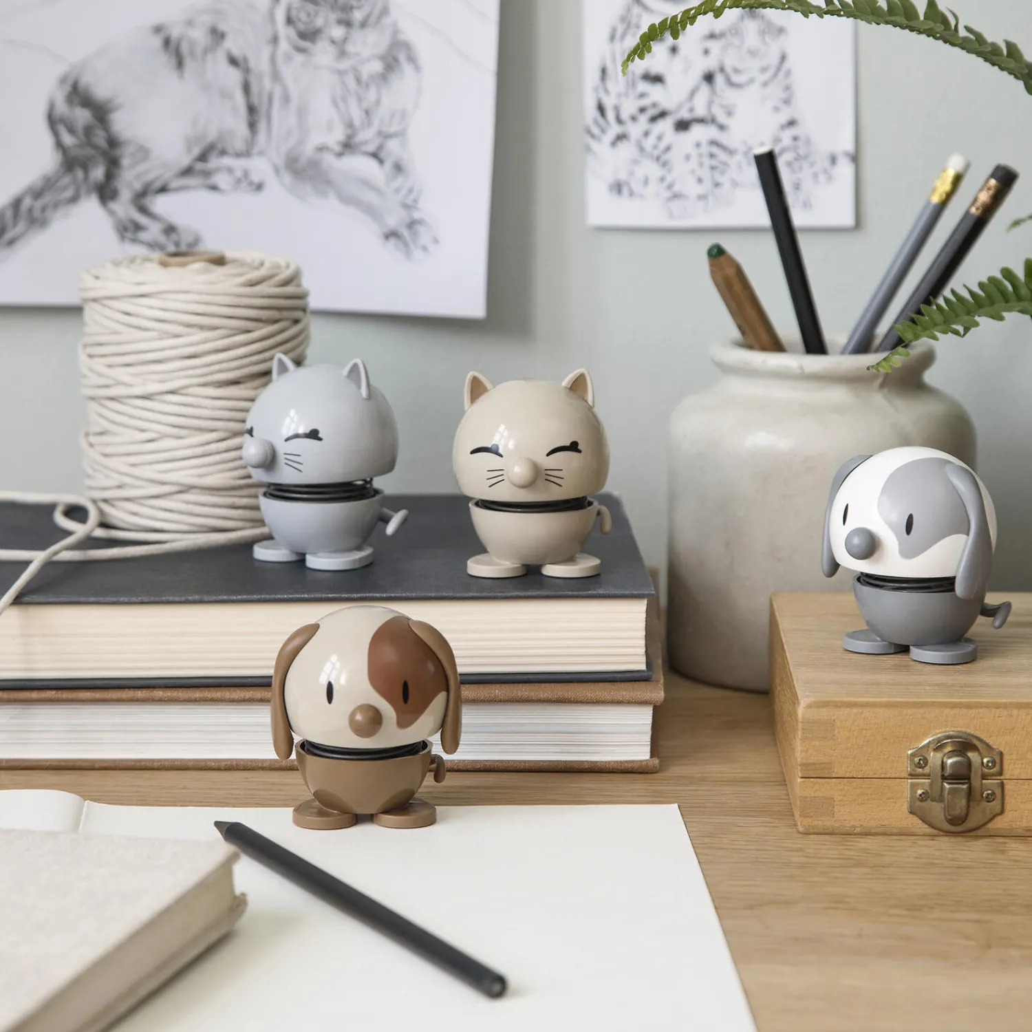 Hoptimist Figurer & Glaskunst-Cat, light grey