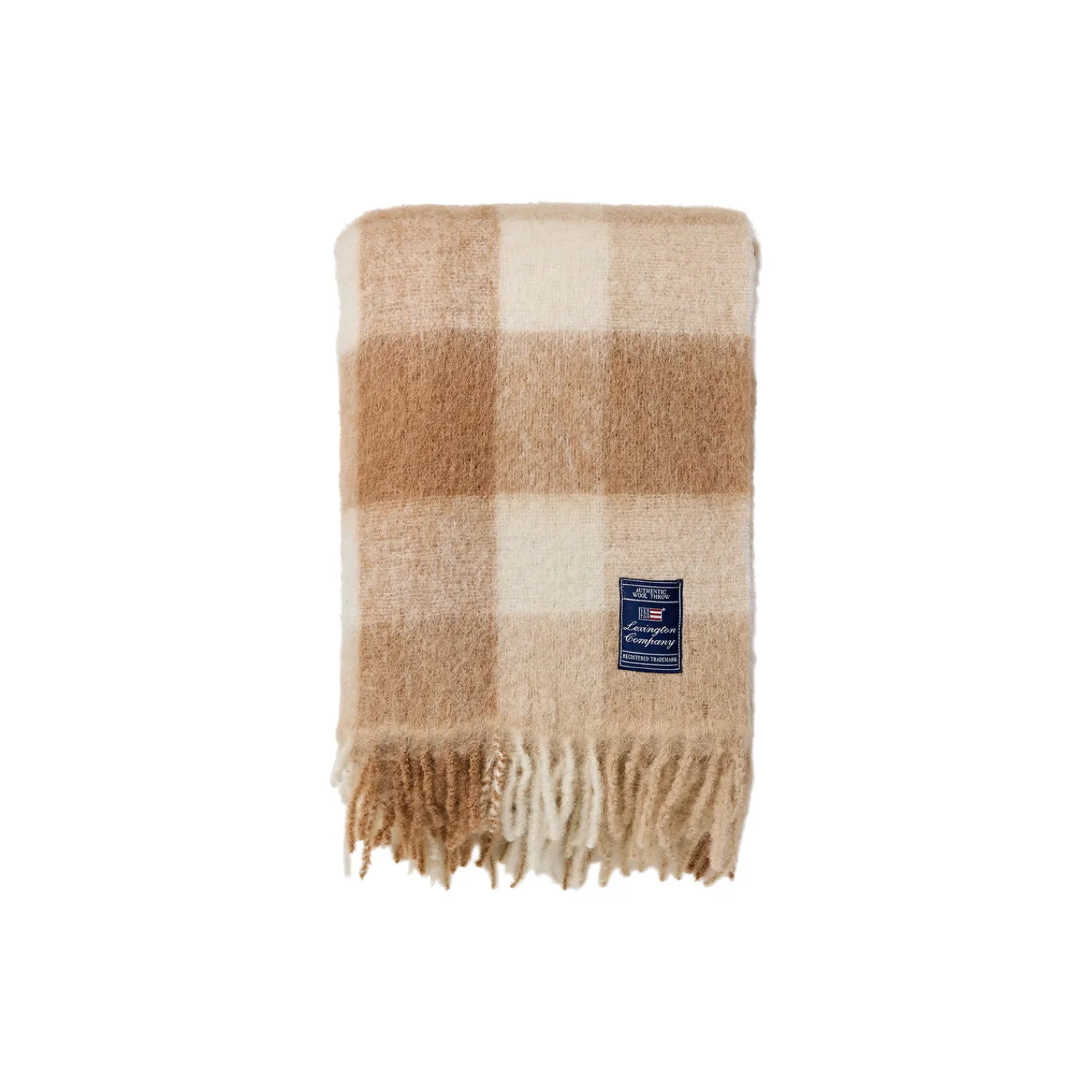 Lexington Plaider-Checked Mohair Mix Throw, beige/white