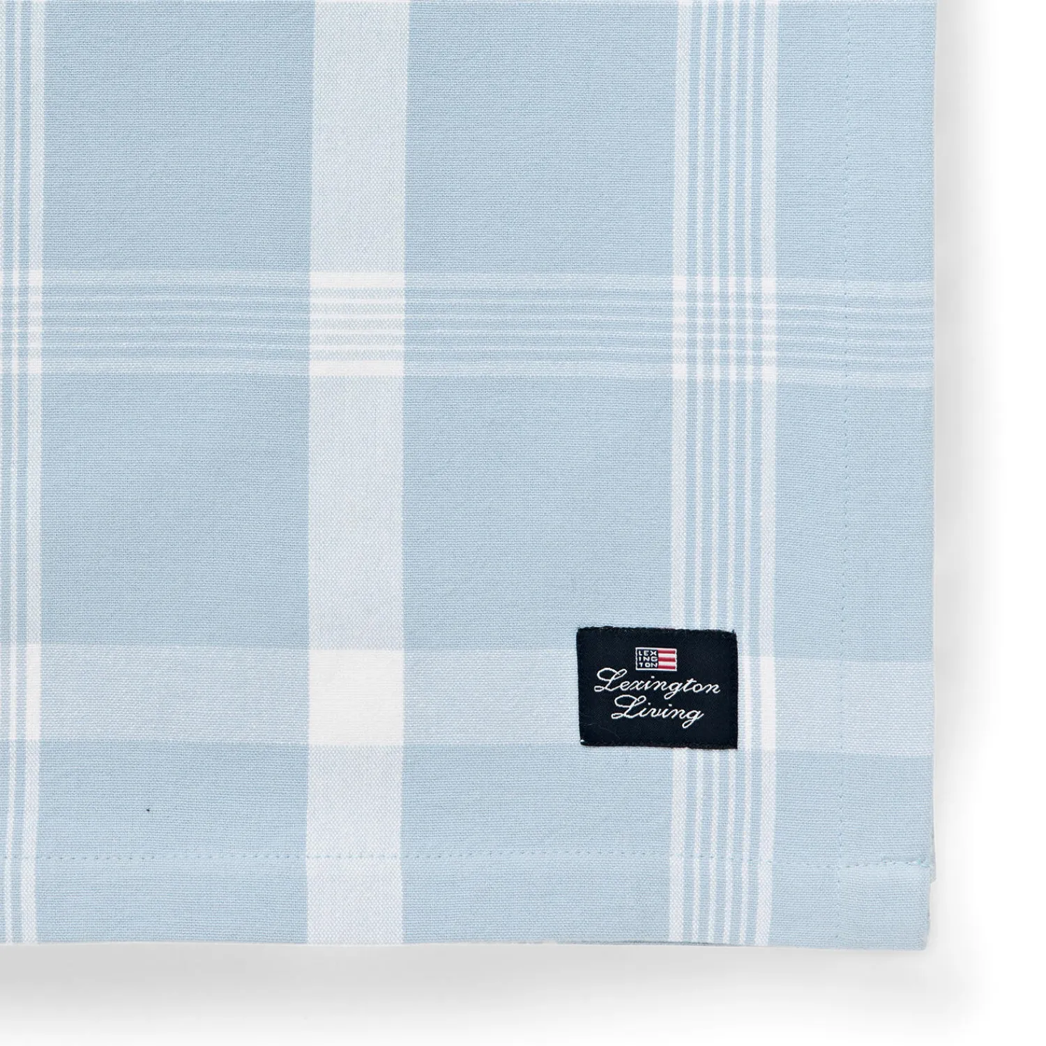 Lexington Bordtekstiler-Checked Recycled Cotton Oxford Tablecloth, blue/white