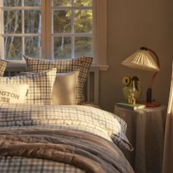 Lexington Sengetøj-Cotton Flannel Pillowcase, misty blue/beige/white