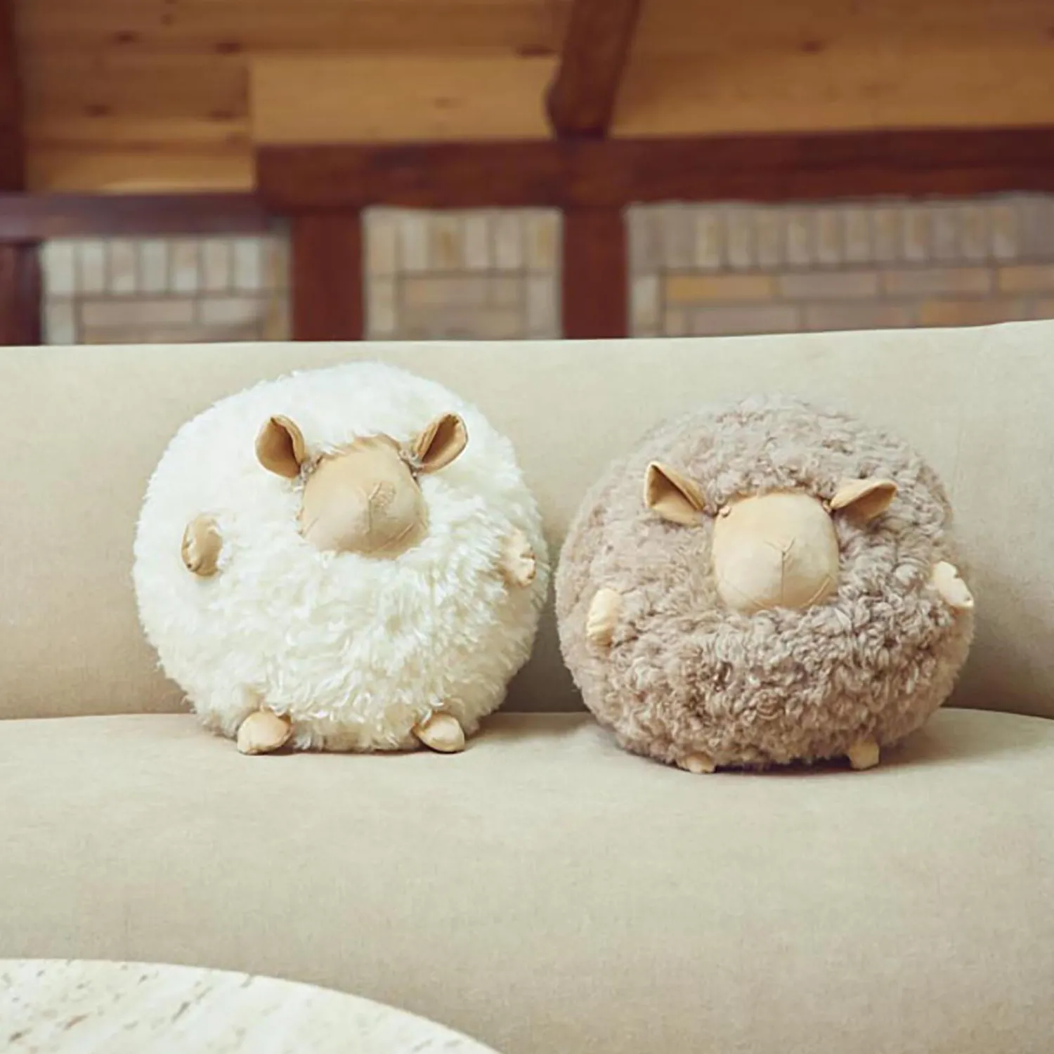 NATURES Collection Pyntepuder & Hynder-Cute Sheep rund pude Ø 34 cm,