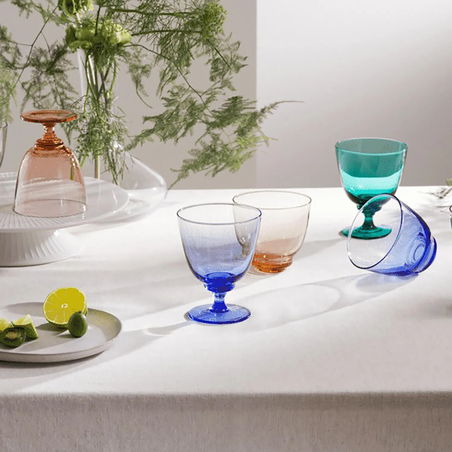Holmegaard Glas * Flow glas på fod, mørk blå