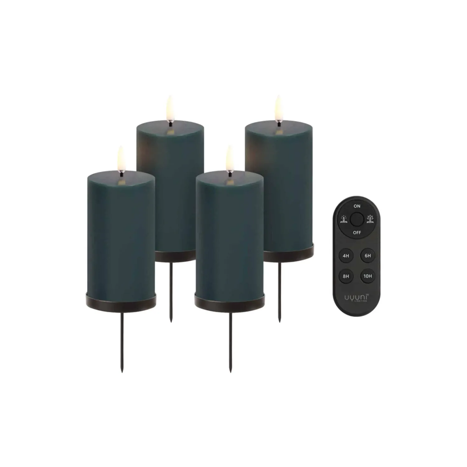 Uyuni Lighting Lys & Duftlys-Giftbox w. spike, remote, LED pillar candle 4-pack,