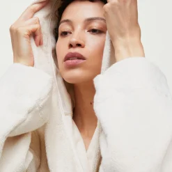 Dame Aiayu Nattøj & Loungewear|Badekåber-Hooded Bathrobe Terry, pure ecru