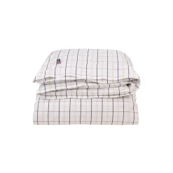 Lexington Sengetøj * Icons White/Beige/Navy Checked Cotton Poplin Duvet Cover, white/beige/navy