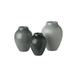 Knabstrup Keramik Vaser * Knabstrup mini vase ripple 3 Stk., green