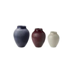 Knabstrup Keramik Vaser-Knabstrup mini vase ripple 3 Stk., berry, sand, blue