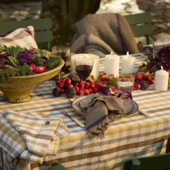 Lexington Bordtekstiler * Linen/Cotton Tablecloth, olive/white/stone