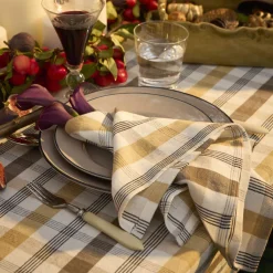 Lexington Bordtekstiler * Linen/Cotton Tablecloth, olive/white/stone