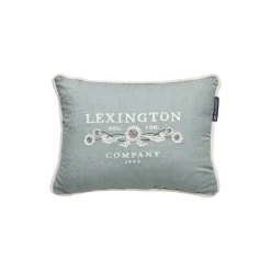 Lexington Pyntepuder & Hynder-Logo Linen/Cotton Pillow, eucalyptus/white