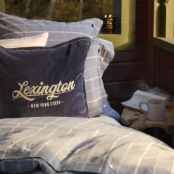 Lexington Pyntepuder & Hynder-Logo Pillow Cover, dark blue/lt beige