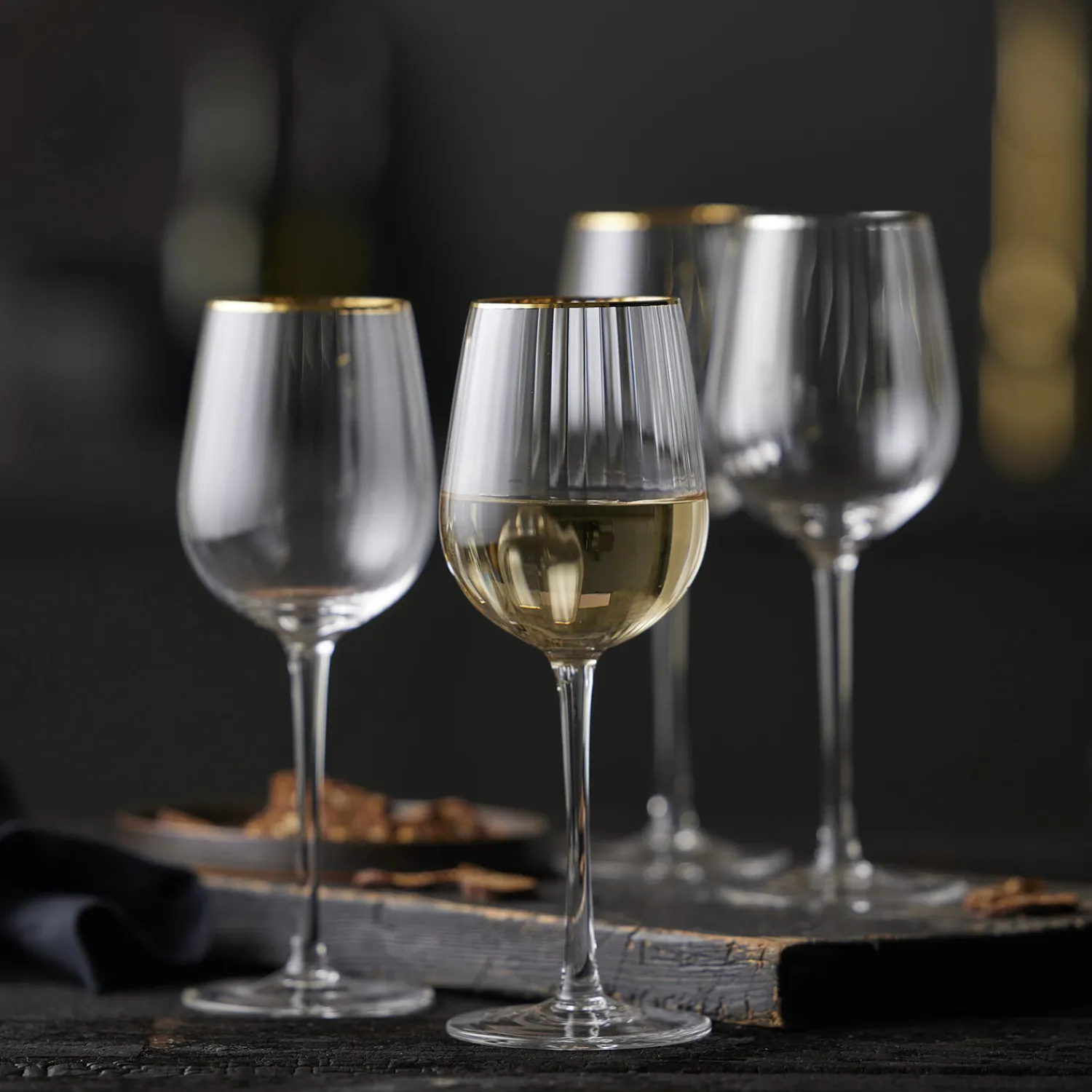 Lyngby Glas Glas-Palermo Gold hvidvinsglas 4 stk.