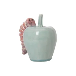 Kähler Pynt * Poppery æble med larve, mint/pink