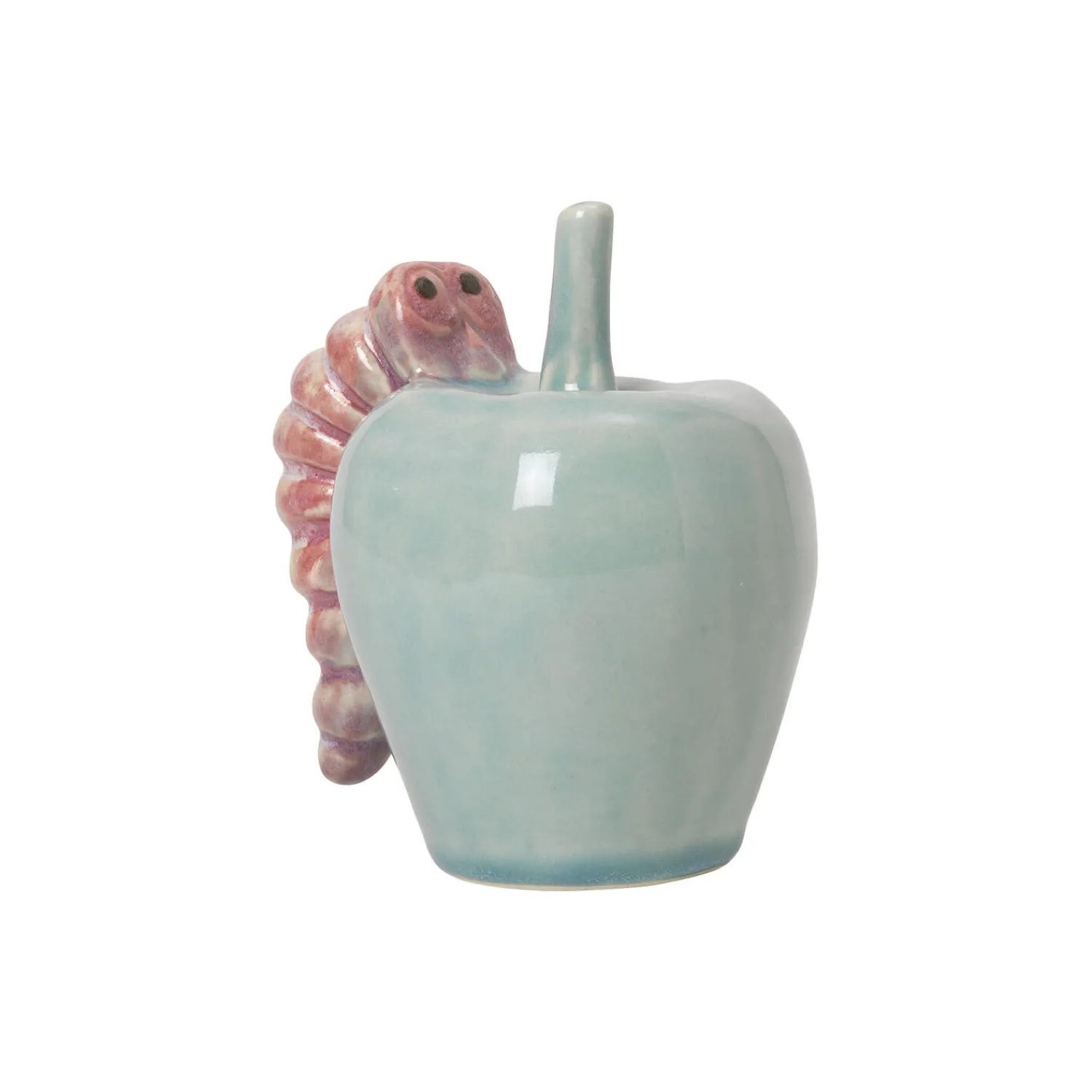 Kähler Pynt * Poppery æble med larve, mint/pink