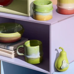 Kähler Figurer & Glaskunst-Poppery Pære med natsværmer figur, apple green/mint