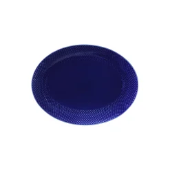 Lyngby Porcelæn Skåle & Fade-Rhombe Color ovalt serveringsfad, mørk blå