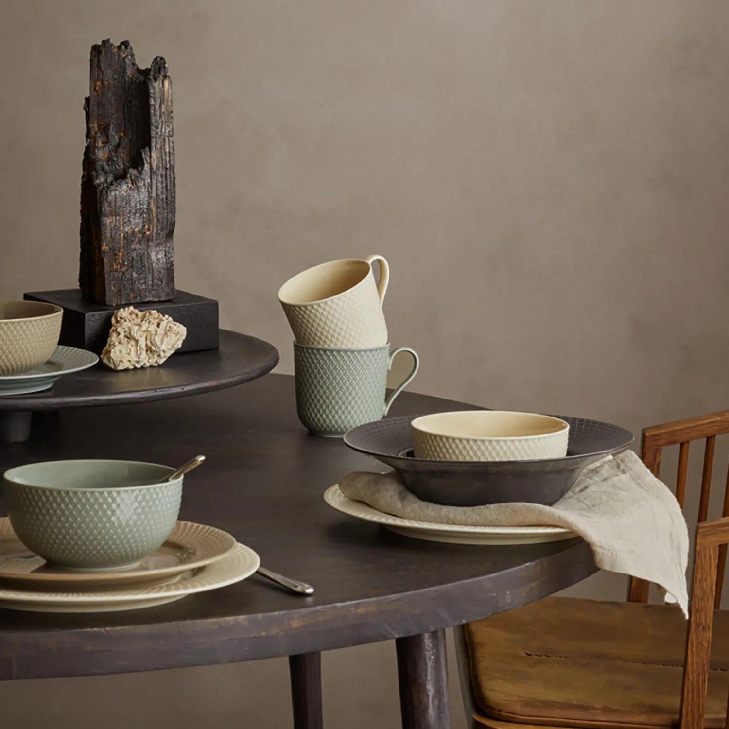 Lyngby Porcelæn Tallerkener * Rhombe Earth Frokosttallerken Ø 23 cm, clay