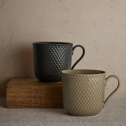Lyngby Porcelæn Kopper & Krus-Rhombe Earth Krus med hank,
