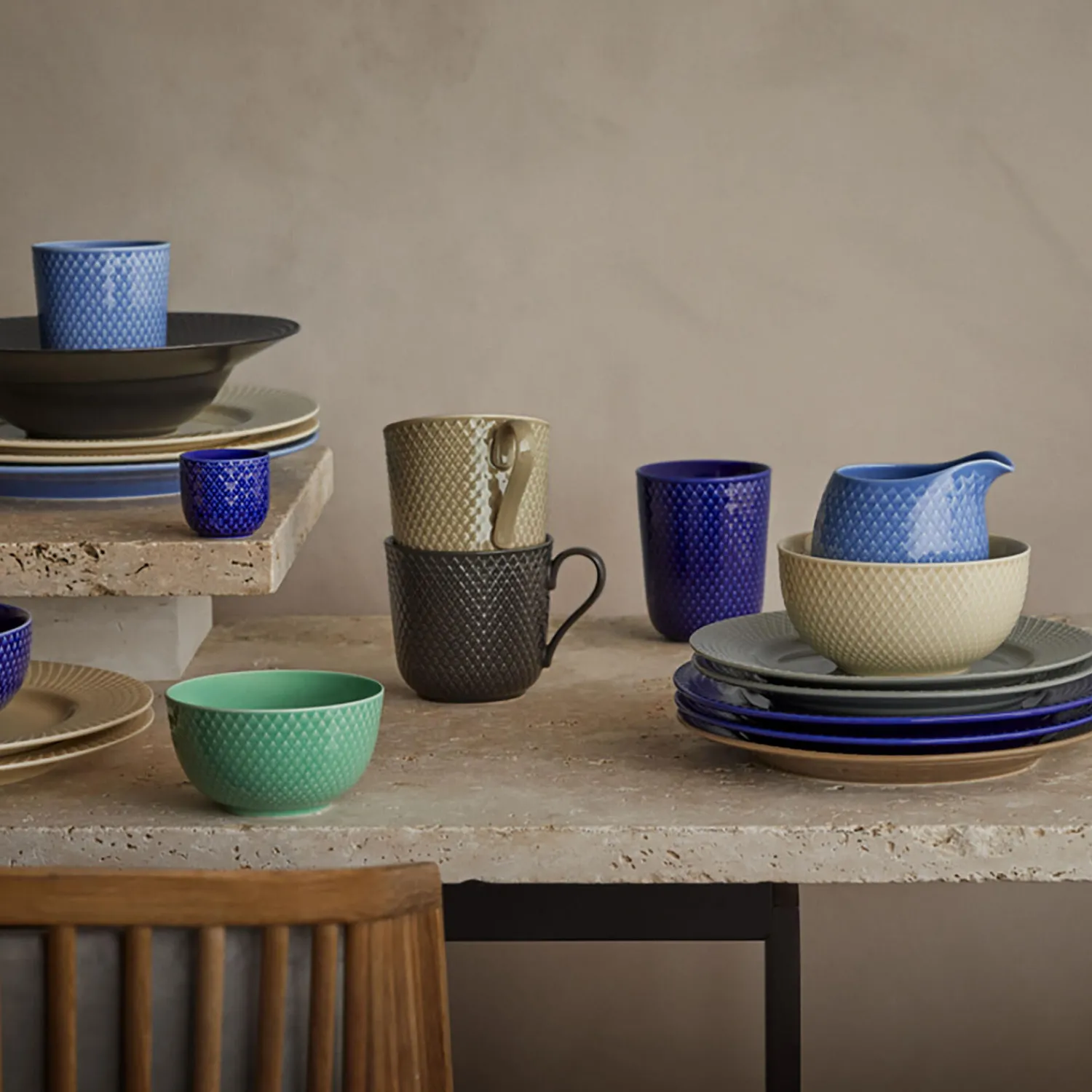 Lyngby Porcelæn Kopper & Krus-Rhombe Earth Krus med hank,