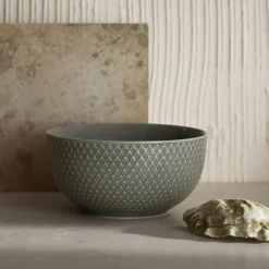 Lyngby Porcelæn Skåle & Fade-Rhombe Earth Skål, moss