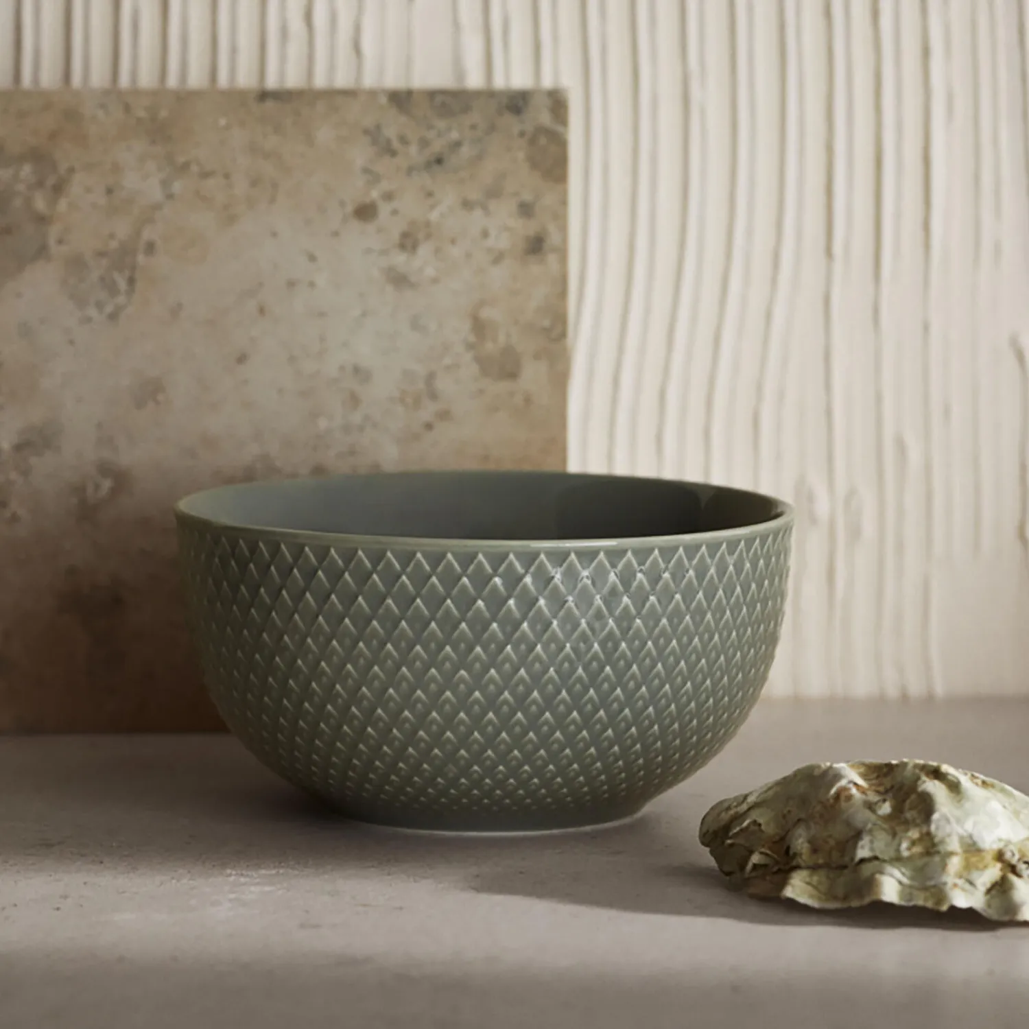 Lyngby Porcelæn Skåle & Fade-Rhombe Earth Skål, moss