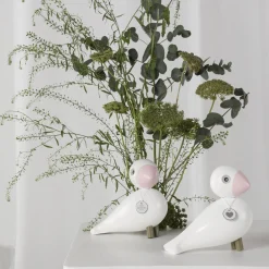 Kay Bojesen Denmark Figurer & Glaskunst * Sangfugl Love, hvid/rosa