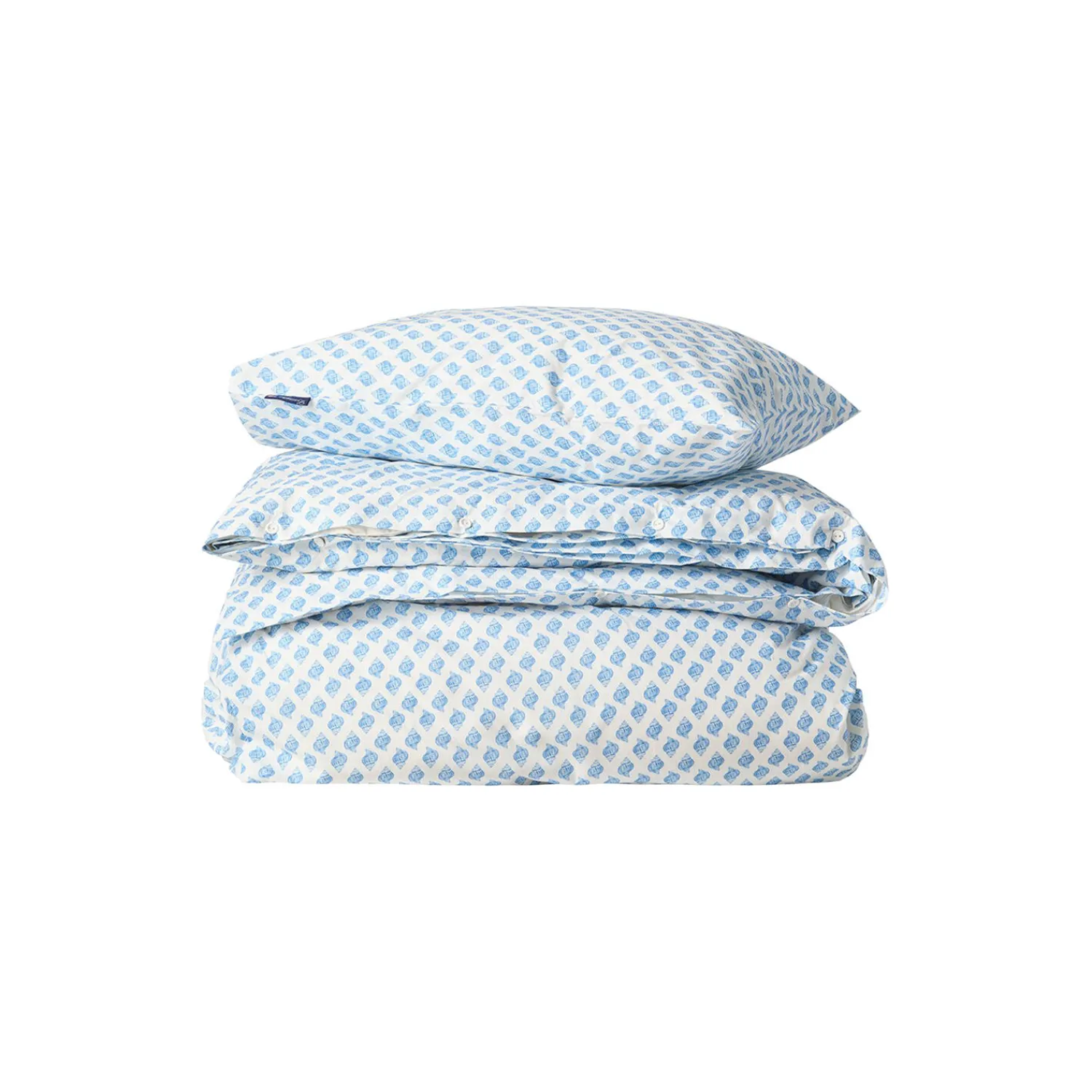 Lexington Sengetøj-Sengesæt i bomuldspoplin med hvidt og blåt print af skaller, white/blue