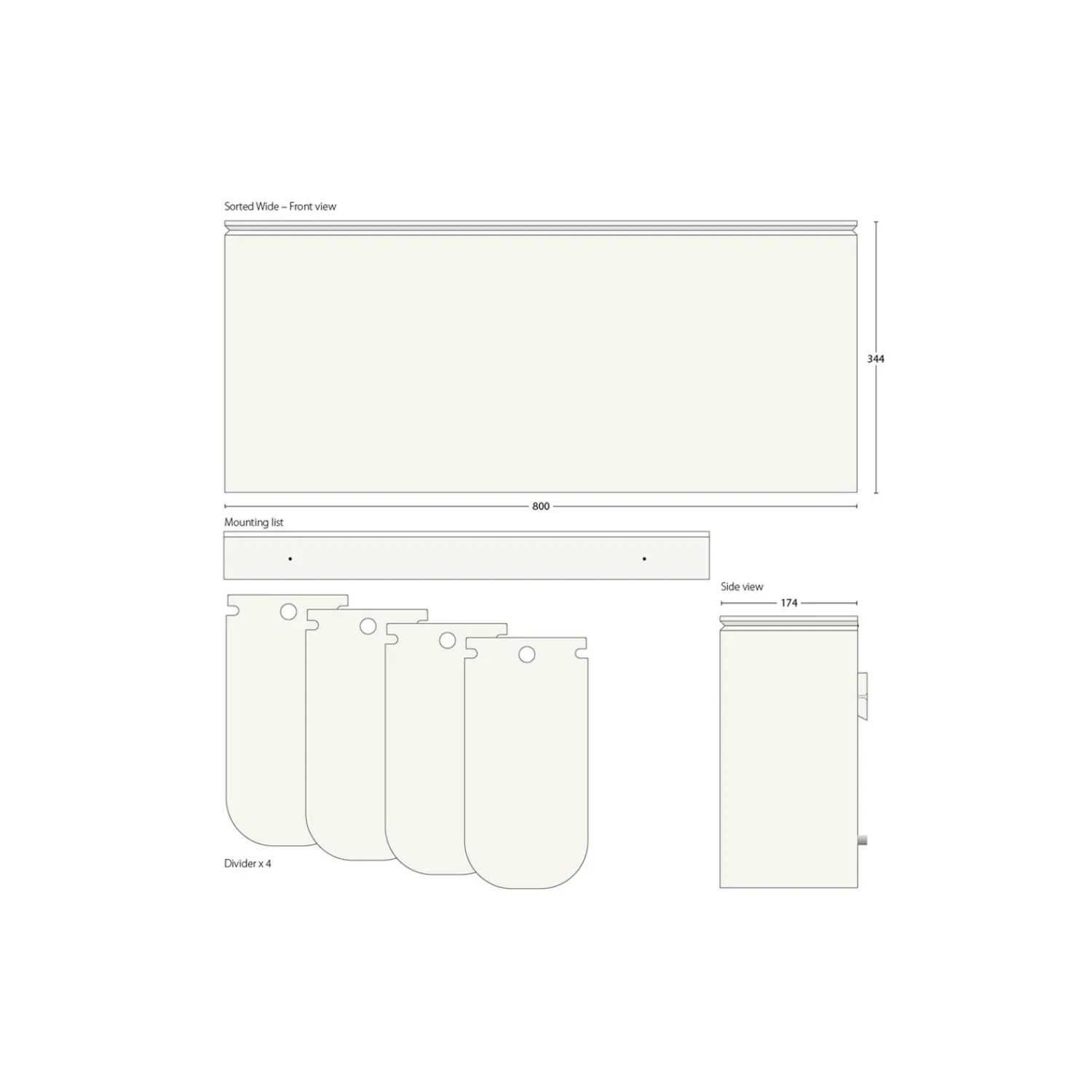 DesignLife Affaldssortering-SORTED Premium Wide affaldssortering, white/RAL 9010