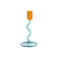 Villa Collection Lysestager * Styles glaslysestage, blue/amber