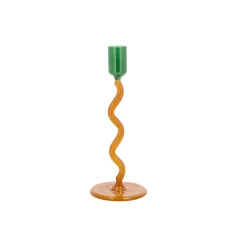 Villa Collection Lysestager-Styles glaslysestage, green/amber