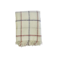 Klippan Yllefabrik Plaider-Tartan plaid, off-white/red stripe
