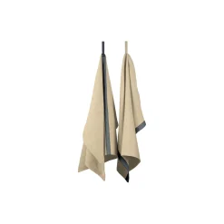 EKTA Living Køkkentekstiler-Tea towel herringbone twill 2 stk., taupe/blue