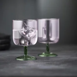 Lyngby Glas Glas-Torino vinglas 2 stk., pink/grøn