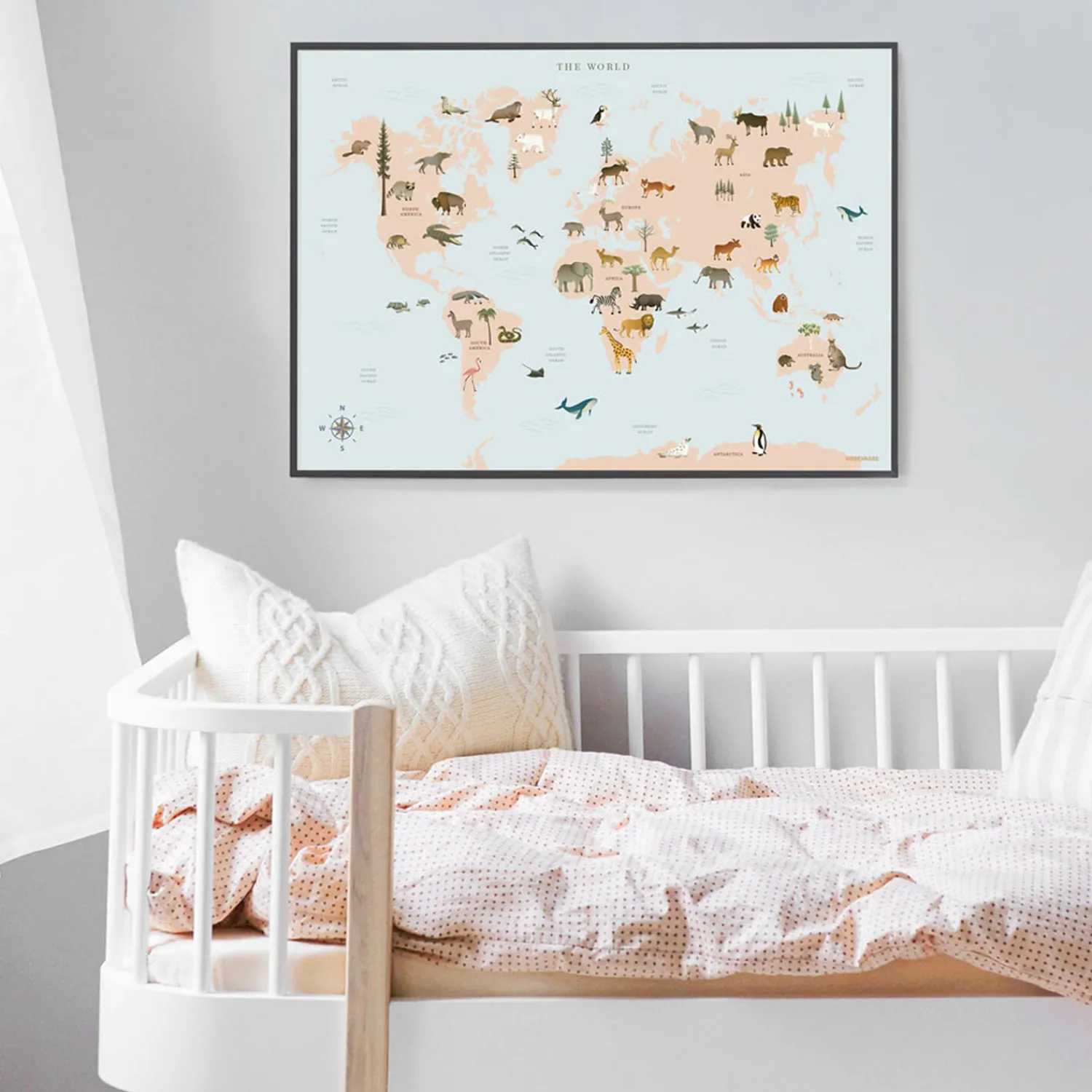ViSSEVASSE Plakater & Rammer * Verdenskort med dyr plakat
